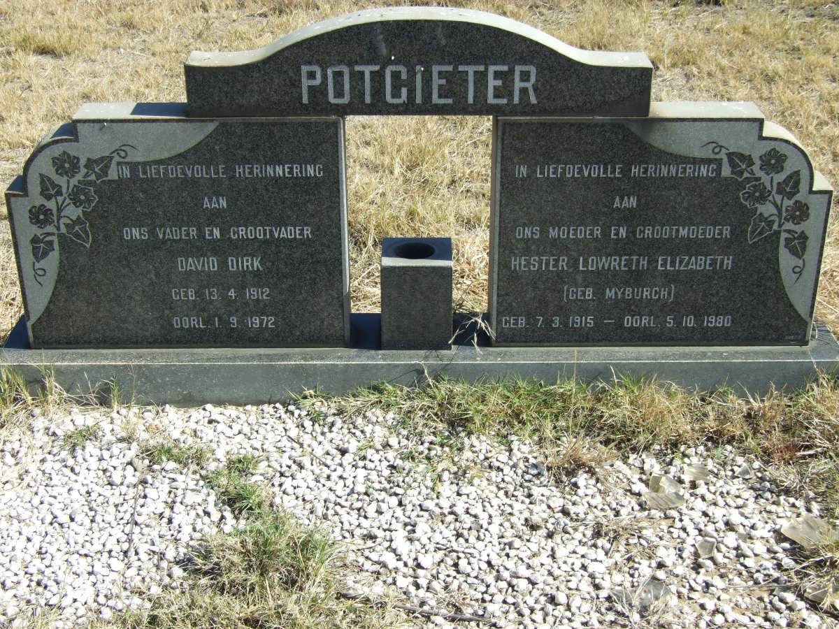 POTGIETER David Dirk 1912-1972 &amp; Hester Lowreth Elizabeth MYBURGH 1915-1980
