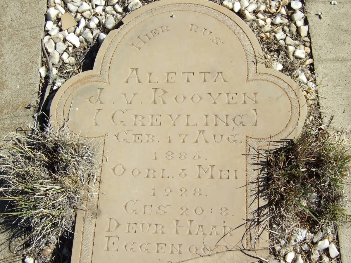 ROOYEN Aletta J., van nee GREYLING 1885-1928