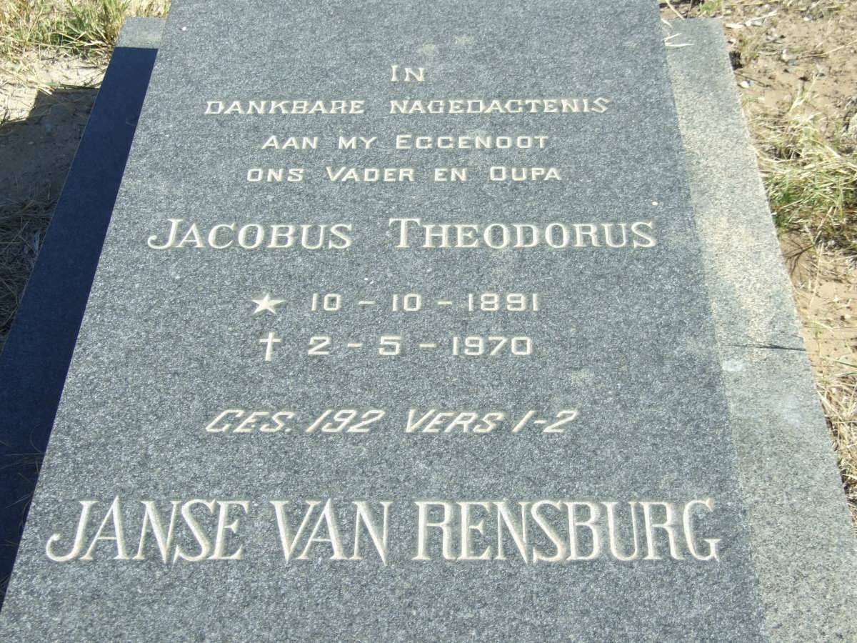 RENSBURG Jacobus Theodorus, Janse van 1891-1970 &amp; Aletta Elizabeth VOLSCHENK 1894-1971