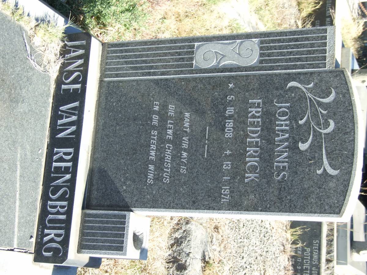 RENSBURG Johannes Frederick, Janse van 1908-1971