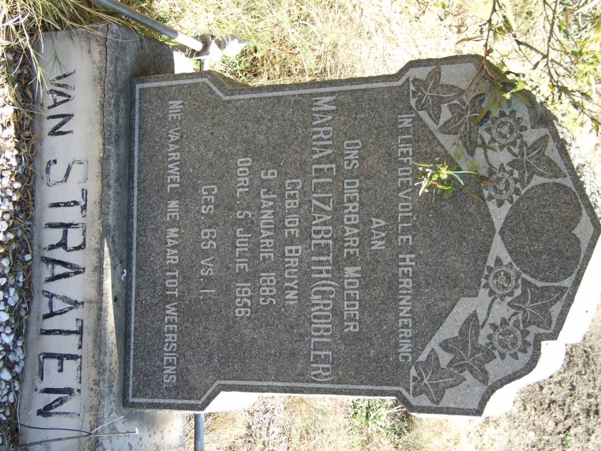 STRAATEN Maria Elizabeth, van  formerly GROBLER nee DE BRUYN 1885-1958