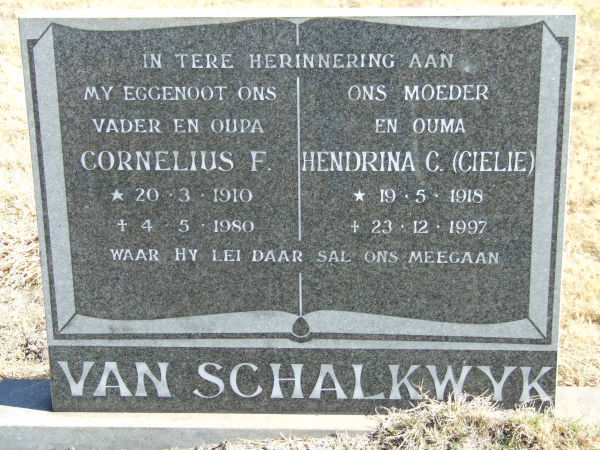 SCHALKWYK Cornelius F., van 1910-1980 &amp; Hendrina C. 1918-1997