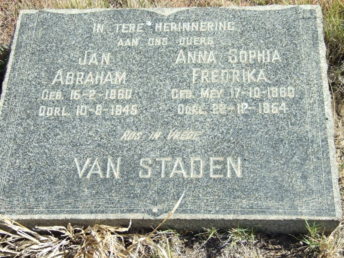 STADEN Jan Abraham, van 1860-1945 &amp; Anna Sophia Fredrika MEY 1860-1954
