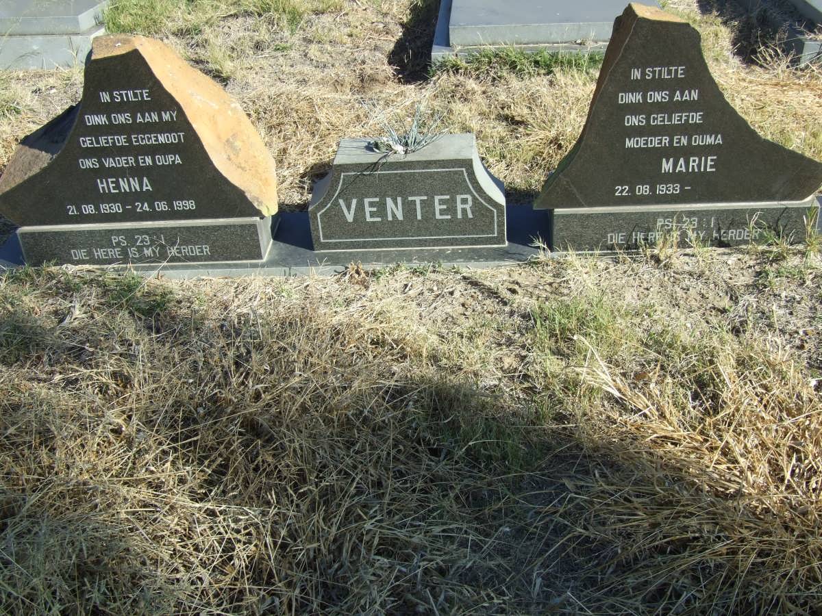 VENTER Henna 1930-1998 &amp; Marie 1933-