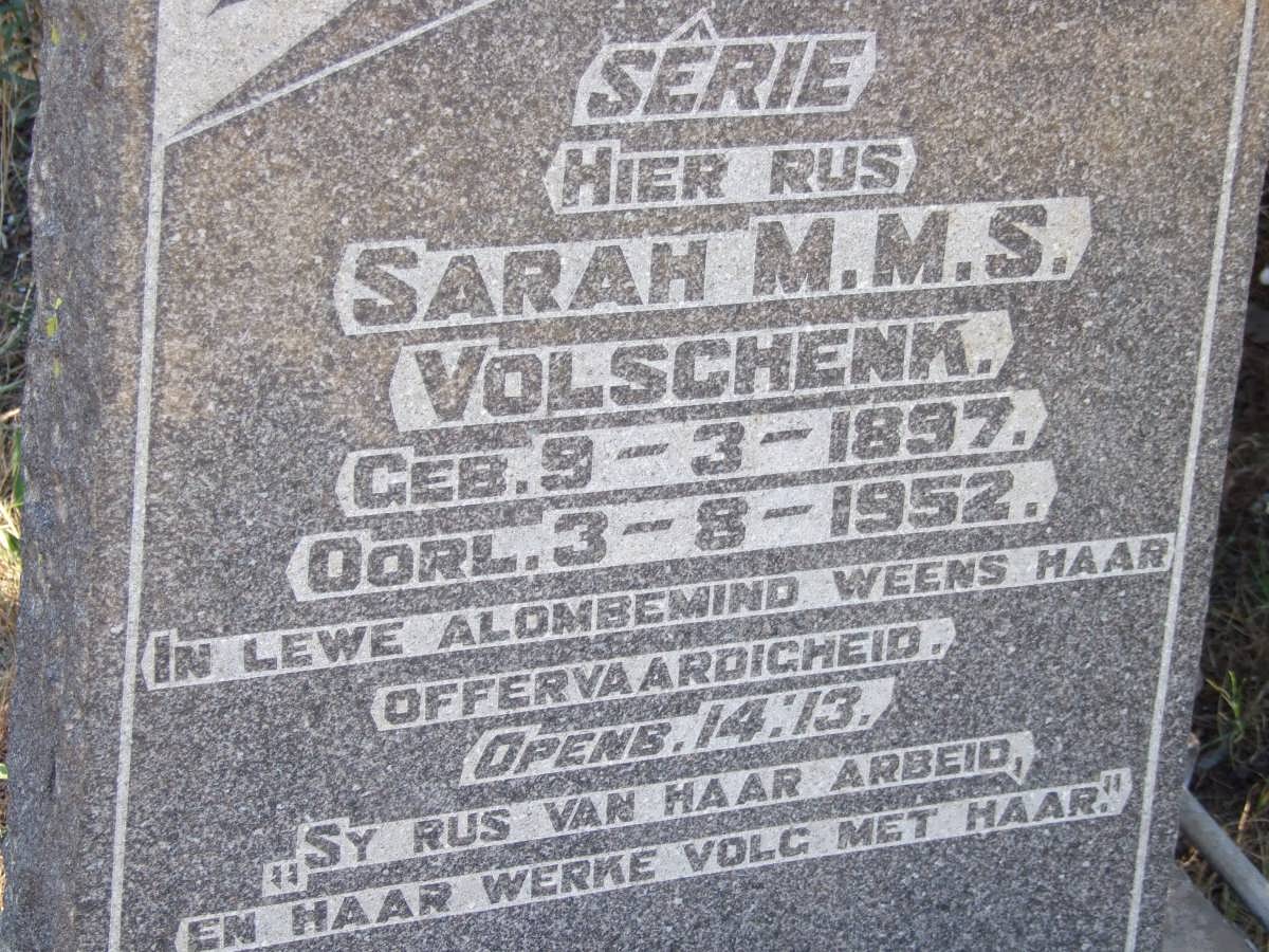 VOLSCHENK Sarah M.M.S. 1897-1952
