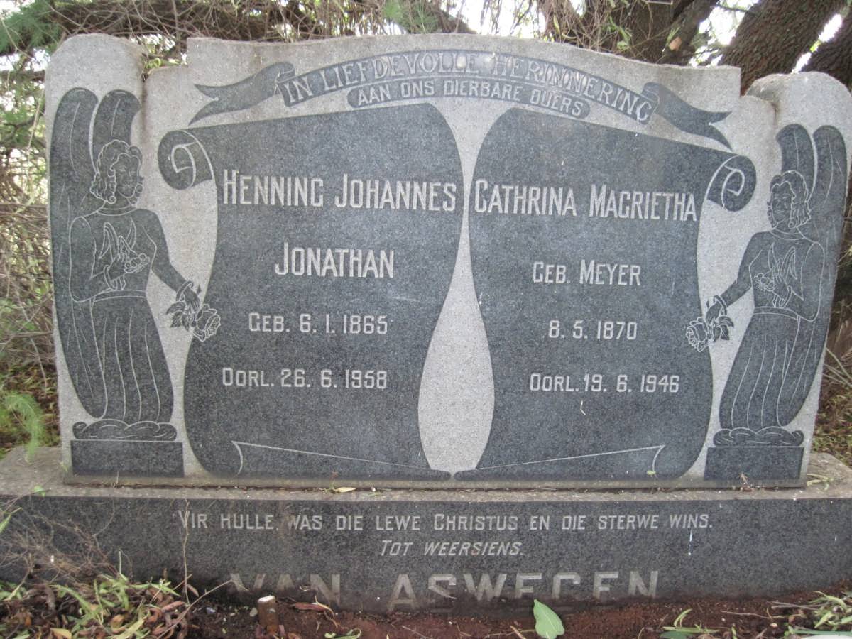 ASWEGEN Henning Johannes Jonathan, van 1865-1958 &amp; Cathrina Magrietha MEYER 1870-1946