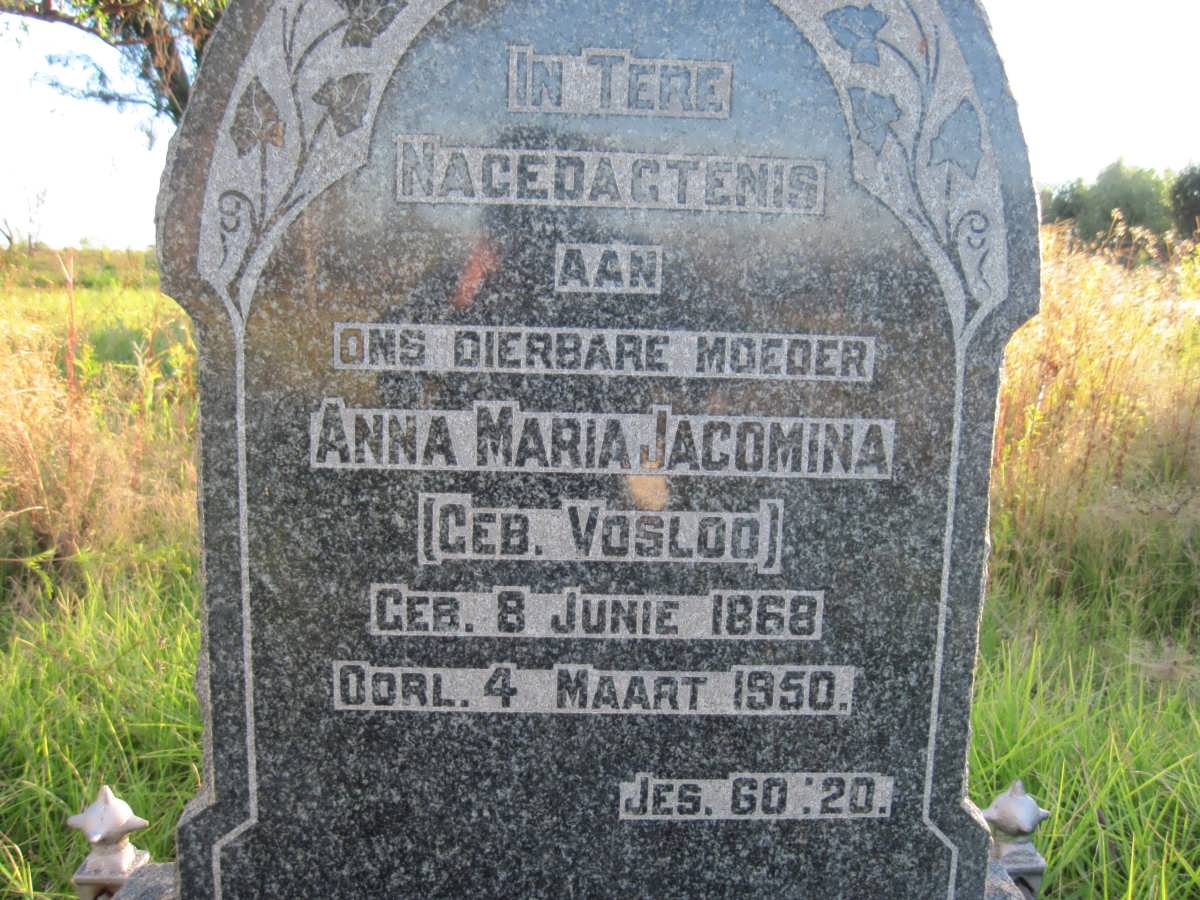 WESTHUIZEN Anna Maria Jacomina, v.d. nee VOSLOO 1868-1950