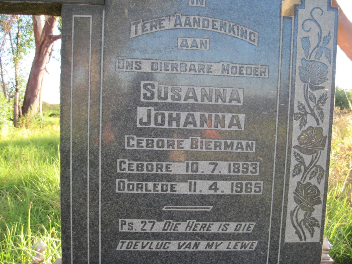 WESTHUIZEN Susanna Johanna, van der nee BIERMAN 1893-1966
