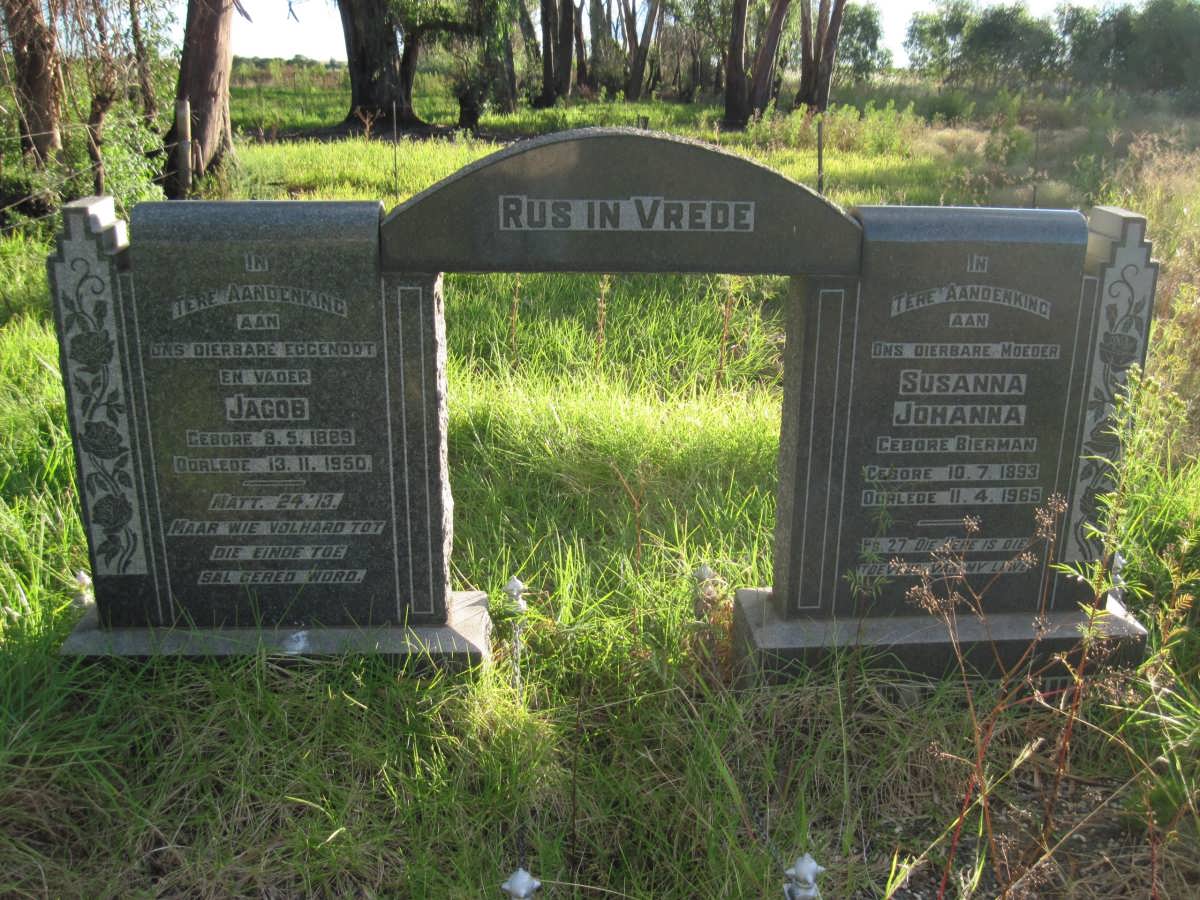 WESTHUIZEN Jacob, van der 1889-1950 &amp; Susanna Johanna BIERMAN 1893-1965
