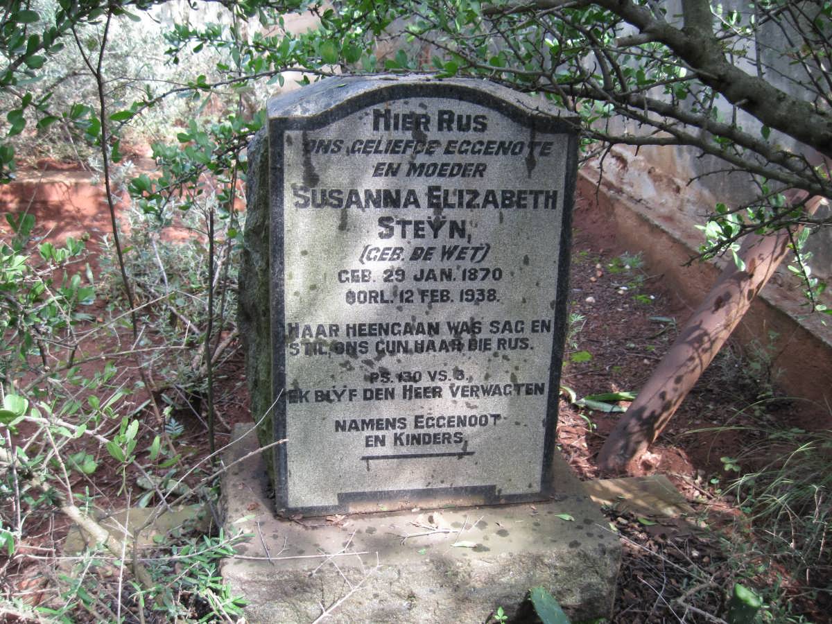STEYN Susanna Elizabeth nee DE WET 1870-1938