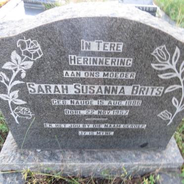 BRITS Sarah Susanna nee NAUDE 1886-1957