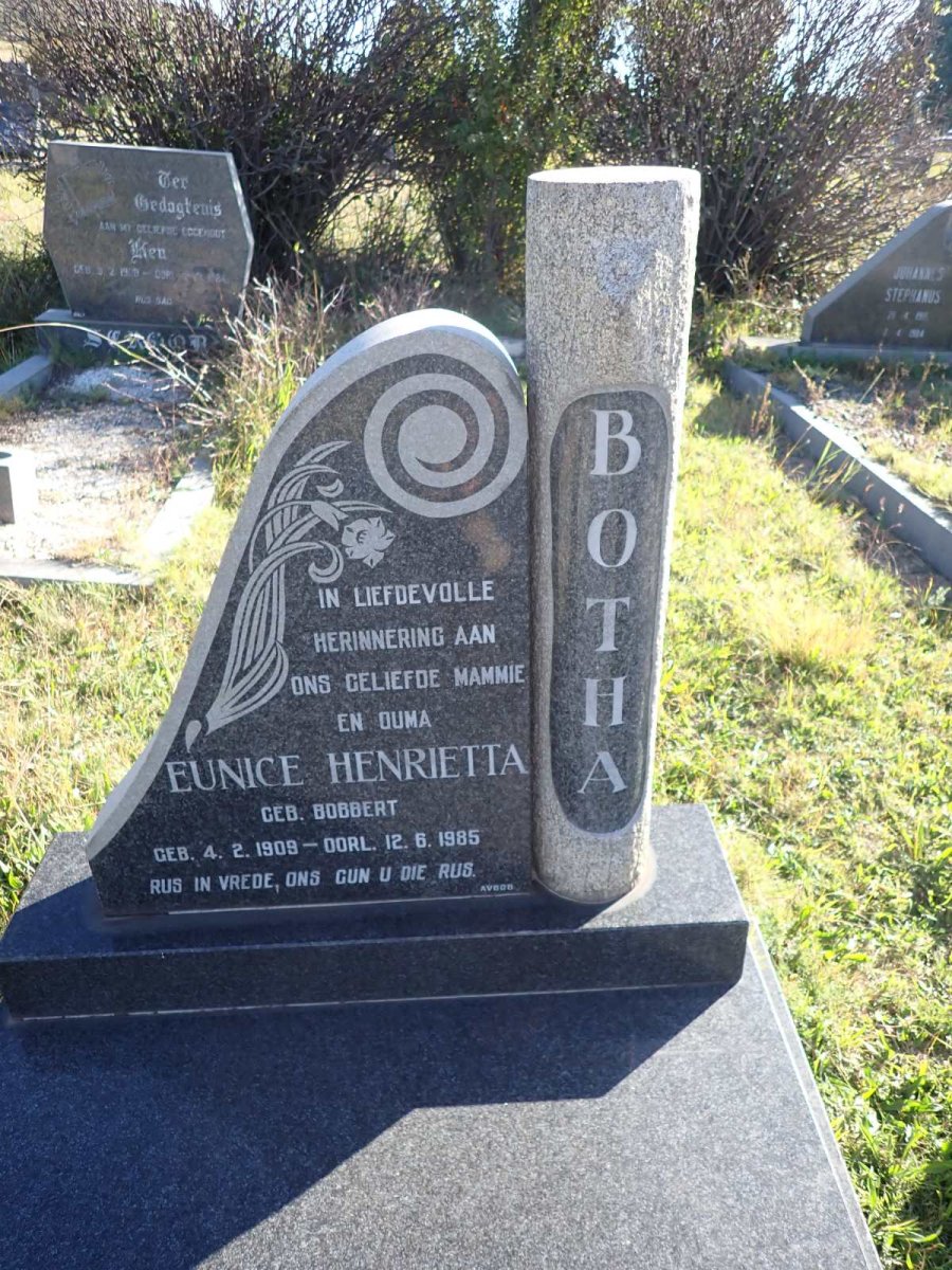 BOTHA Eunice Henrietta nee BOBBERT 1909-1985