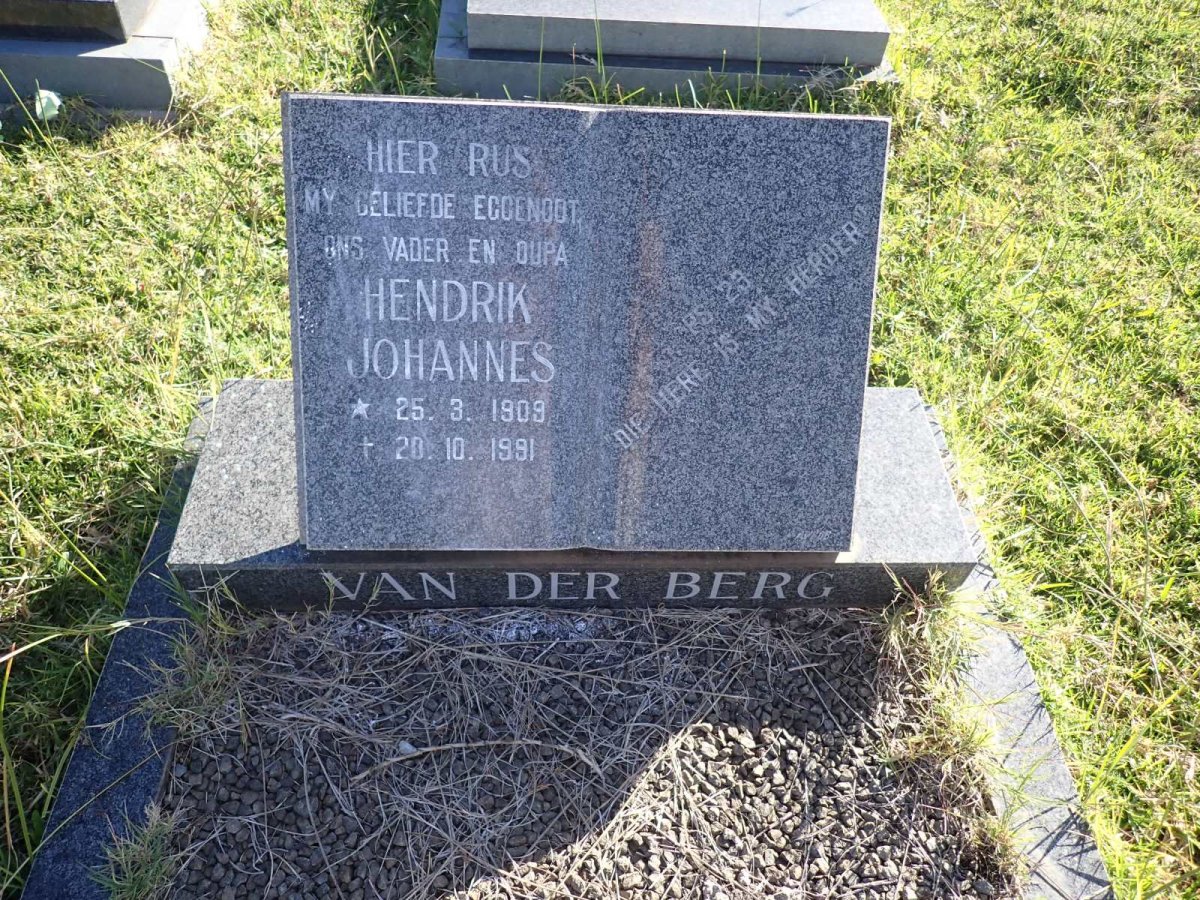 BERG Hendrik Johannes, van der 1909-1991
