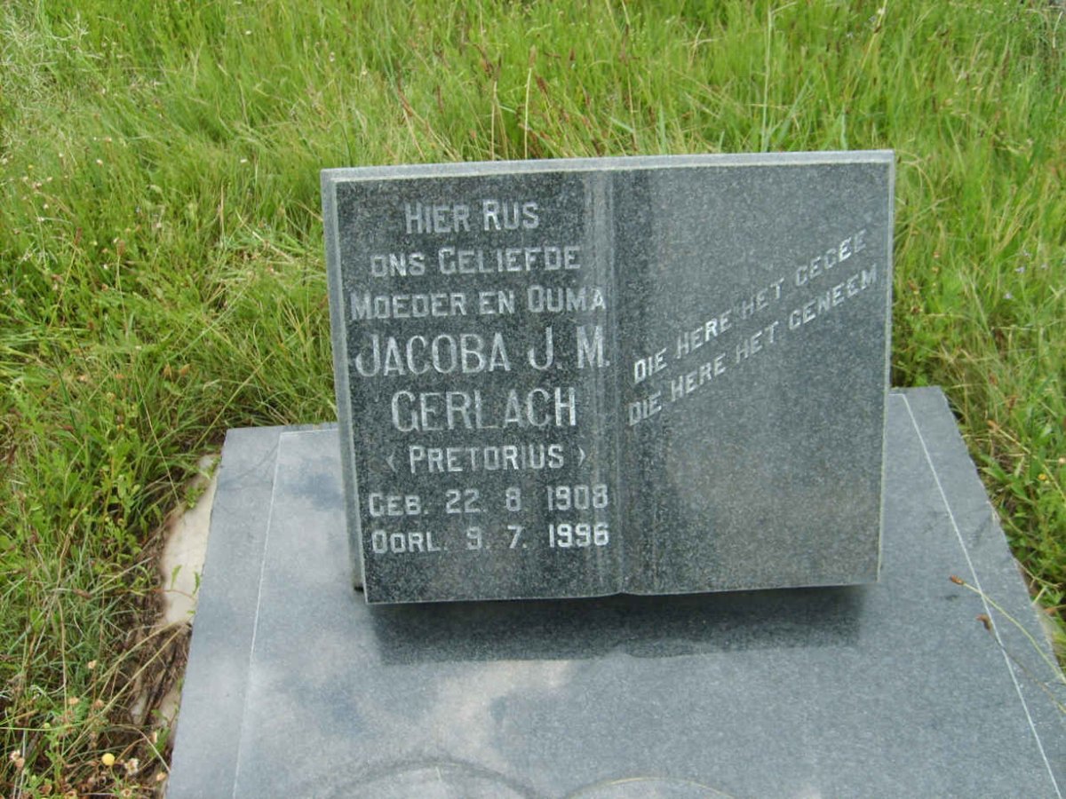 GERLACH Jacoba J. M. nee PRETORIUS 1908-1996