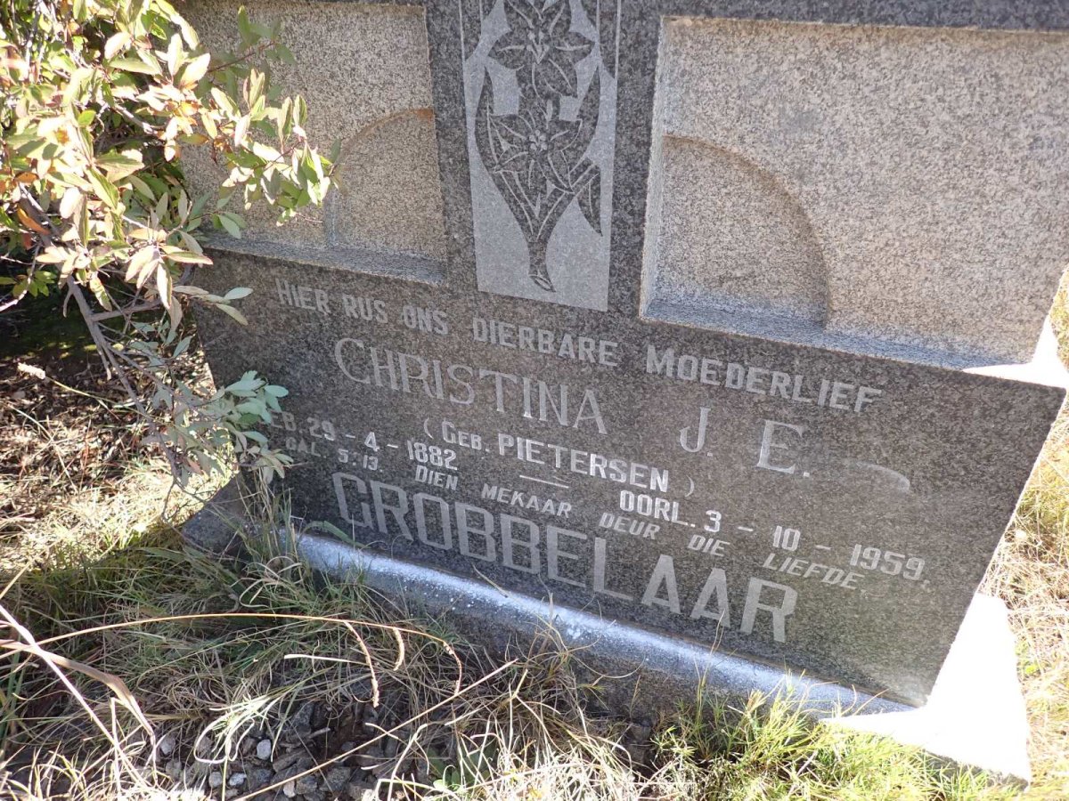 GROBBELAAR Christina J.E. nee PIETERSEN 1882-1959