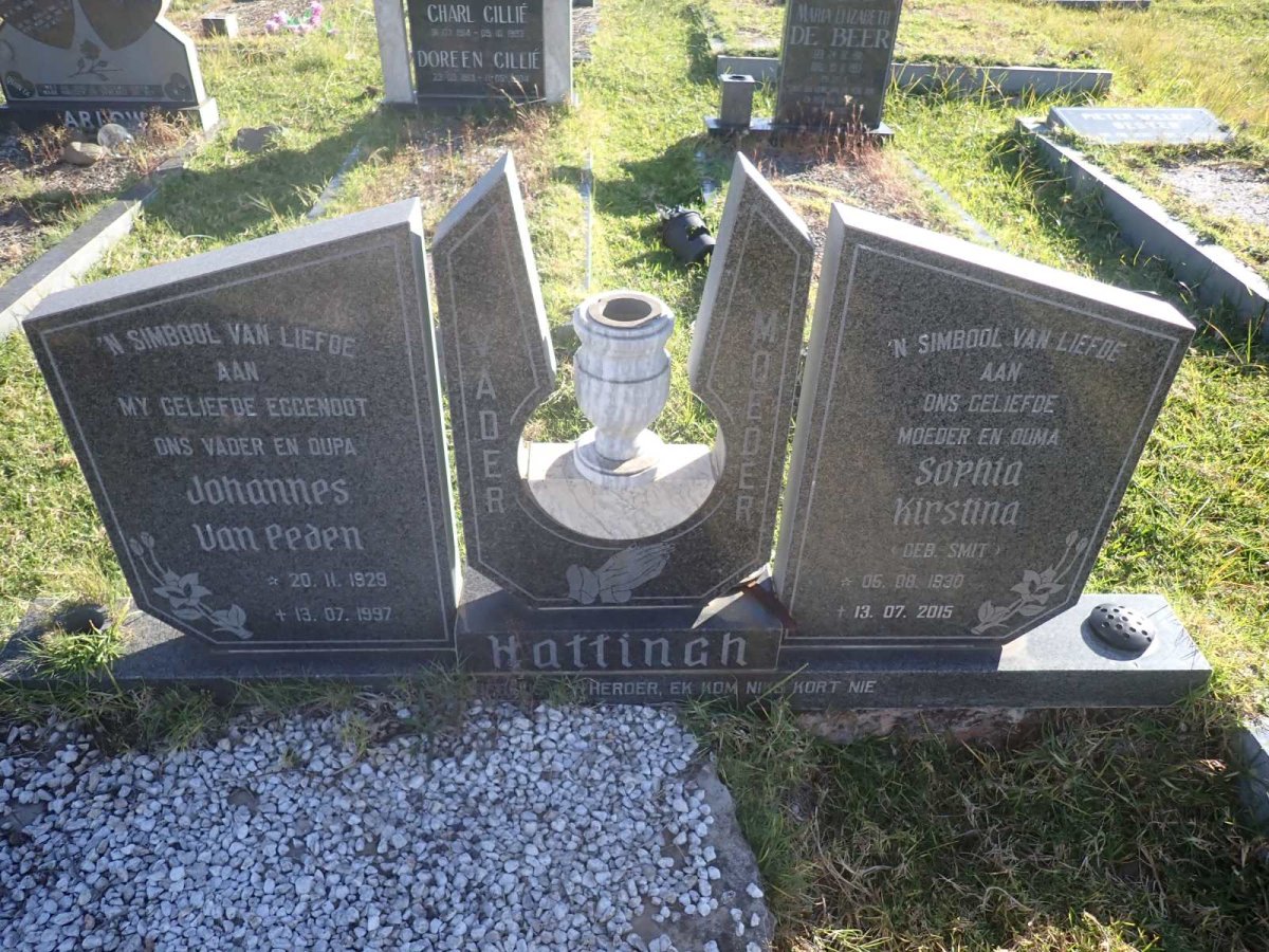 HATTINGH Johannes Van Eeden 1929-1997 & Sophia Kirstina SMIT 1930-2015