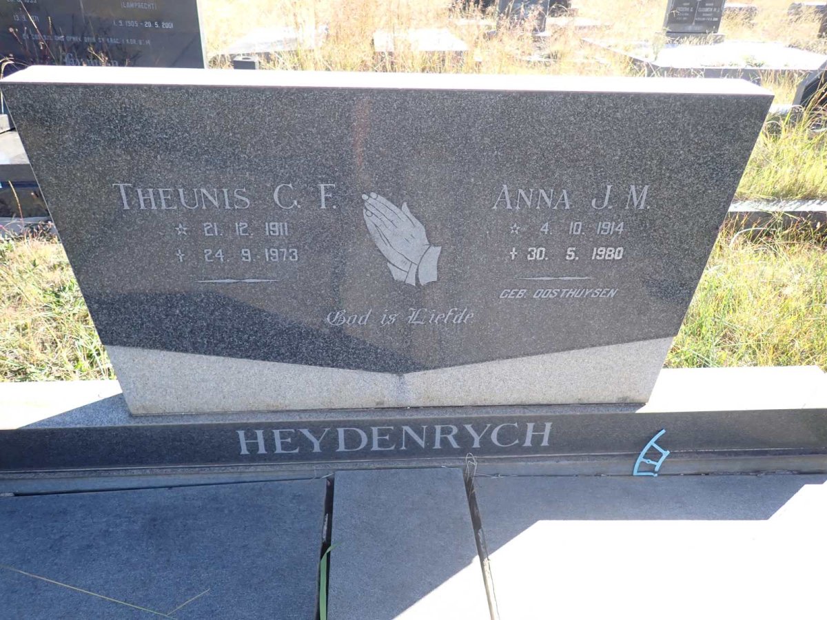HEYDENRYCH Theunis C.F. 1911-1973 &amp; Anna J.M. 1914-1980