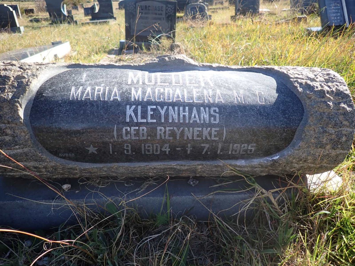 KLEYNHANS Maria Magdalena M.C. nee REYNEKE 1904-1925