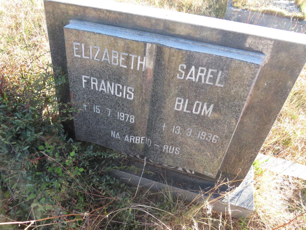 KRUGER Sarel Blom -1936 & Elizabeth Francis -1978