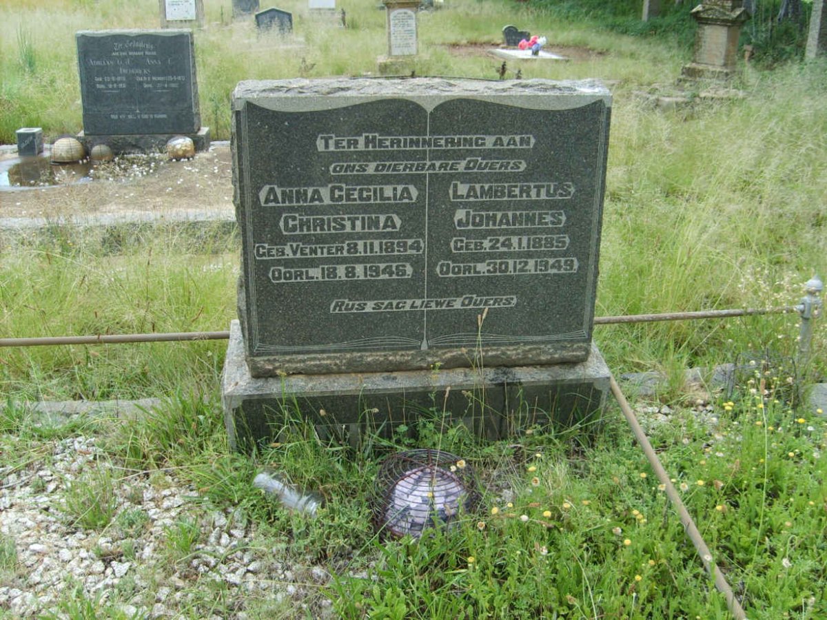 LINDE Lambertus Johannes, van der 1885-1949 &amp; Anna Cecilia Christina VENTER 1894-1946