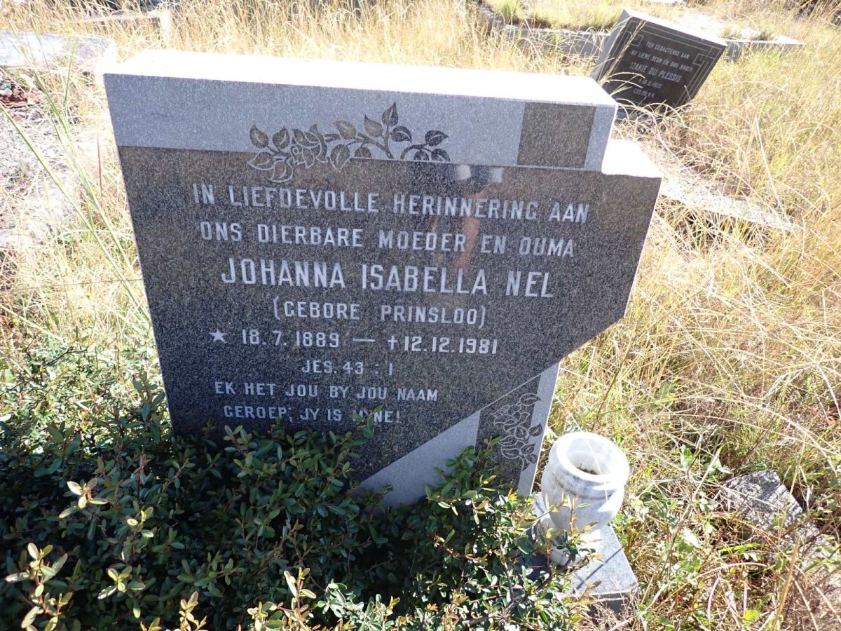 NEL Johanna Isabella nee PRINSLOO 1889-1981