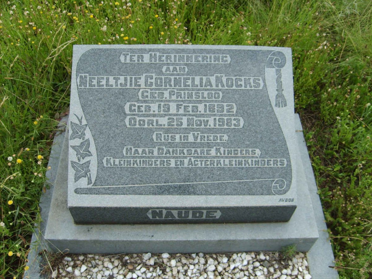 NAUDE Neeltjie Cornelia Kocks nee PRINSLOO 1892-1983