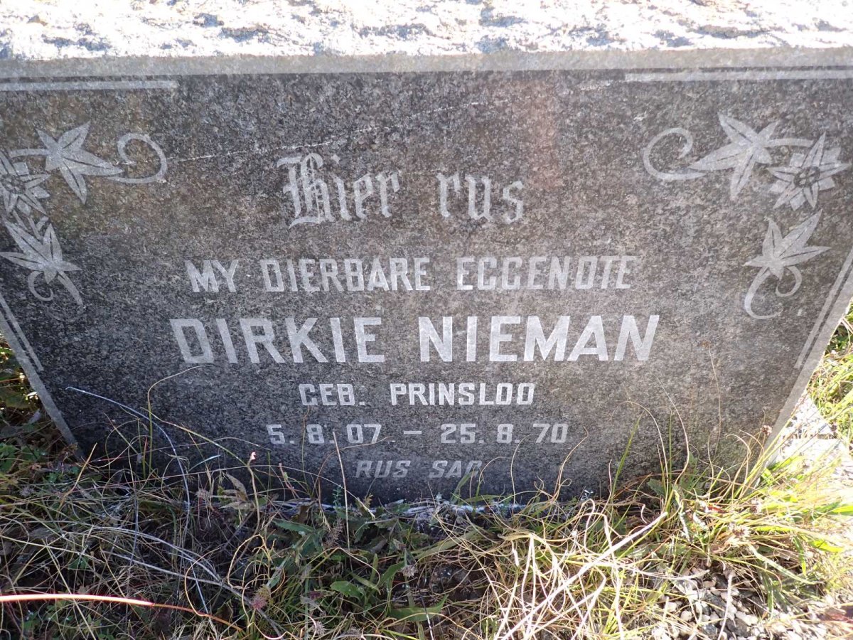 NIEMAN Dirkie nee PRINSLOO 1907-1970