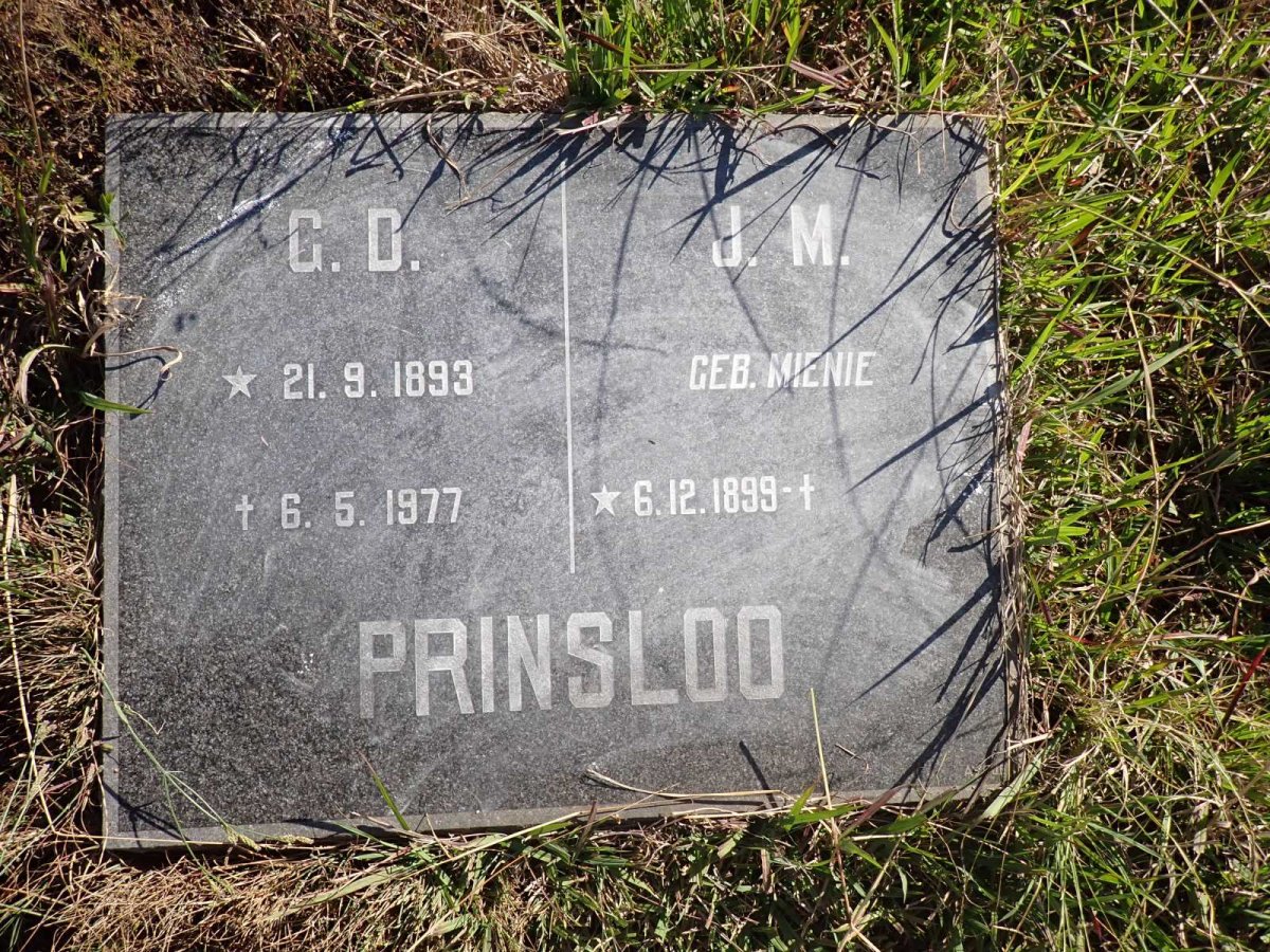 PRINSLOO G.D. 1893-1977 & J.M. MIENIE 1899-