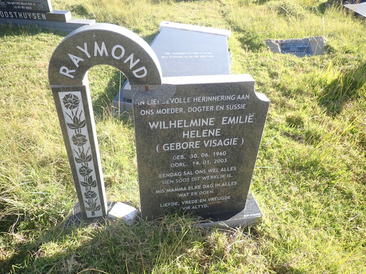 RAYMOND Wilhelmine Emilie Helene nee VISAGIE 1960-2003 