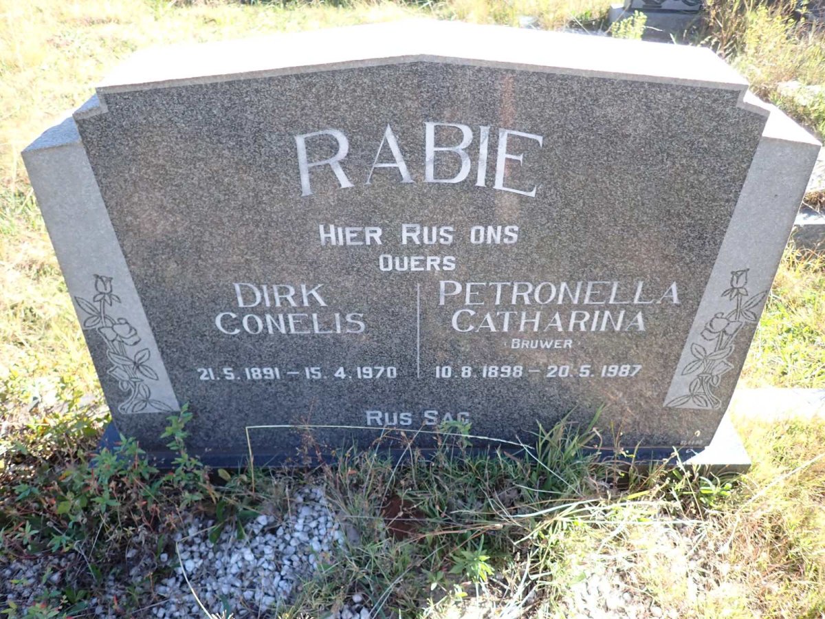 RABIE Dirk Cornelis 1891-1970 & Petronella Catharina BRUWER 1898-1987