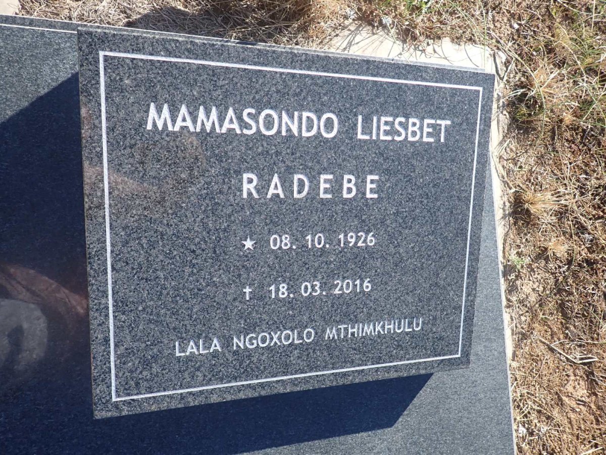 RADEBE Mamasondo Liesbet 1926-2016