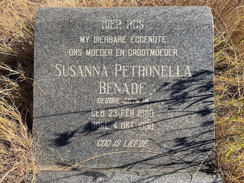 BENADE Susanna Petronella nee SNYMAN 1880-1930