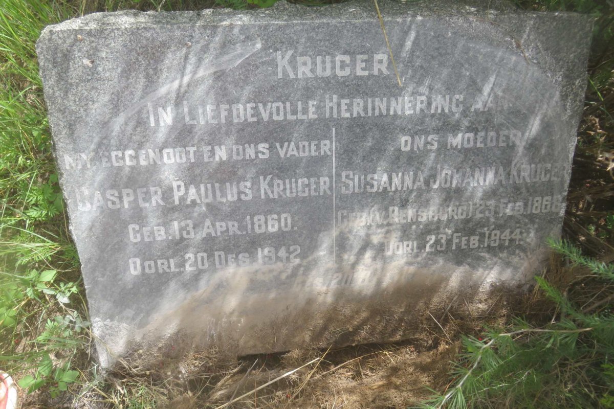 KRUGER Casper Paulus 1860-1942 &amp; Susanna Johanna VAN RENSBURG 1868-1944