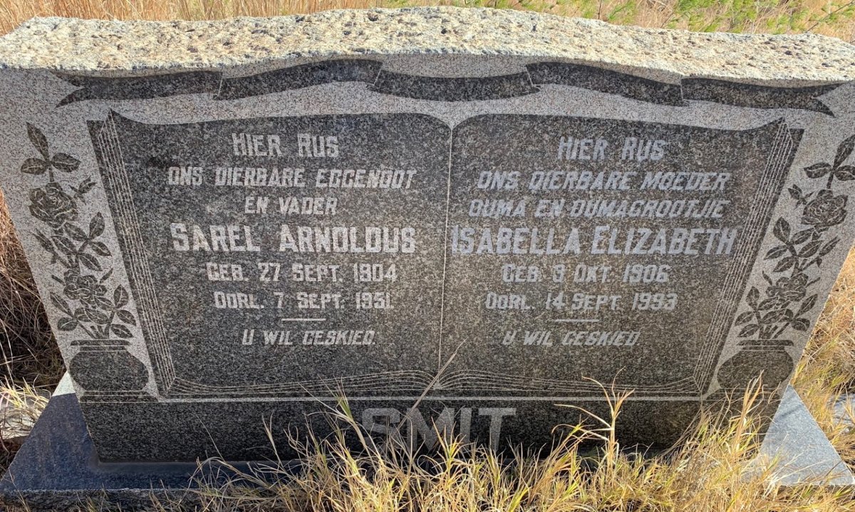SMIT Sarel Arnoldus 1904-1951 &amp; Isabella Elizabeth 1906-1993