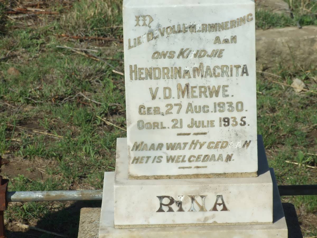 MERWE Hendrina Magrita, v.d. 1930-1935