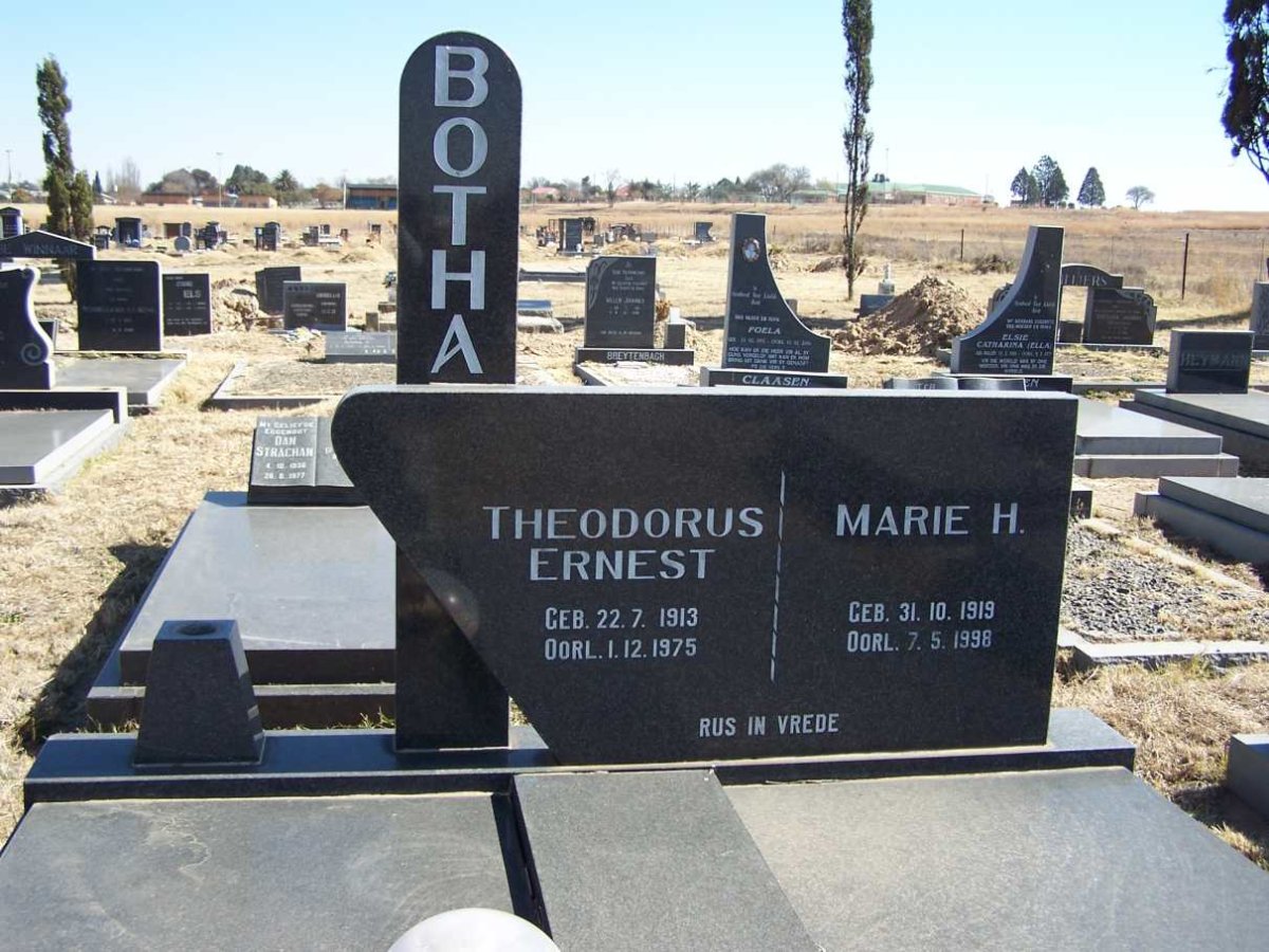 BOTHA Theodorus Ernest 1913-1975 &amp; Marie H.1919-1998