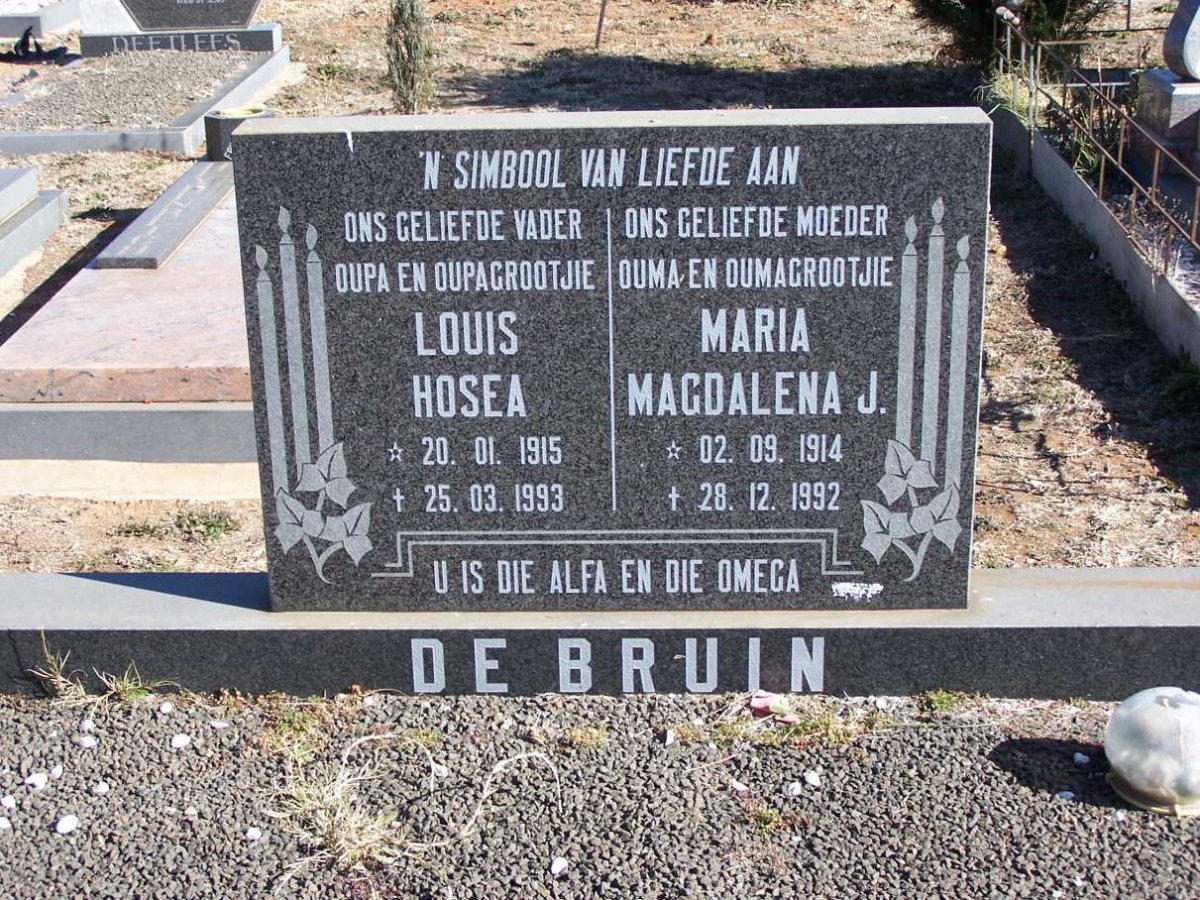 BRUIN Louis Hosea, de 1915-1993 &amp; Maria Magdalena J. 1914-1992