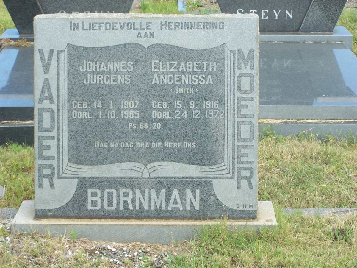 BORNMAN Johannes Jurgens 1907-1965 &amp; Elizabeth Angenissa SMITH 1916-1972