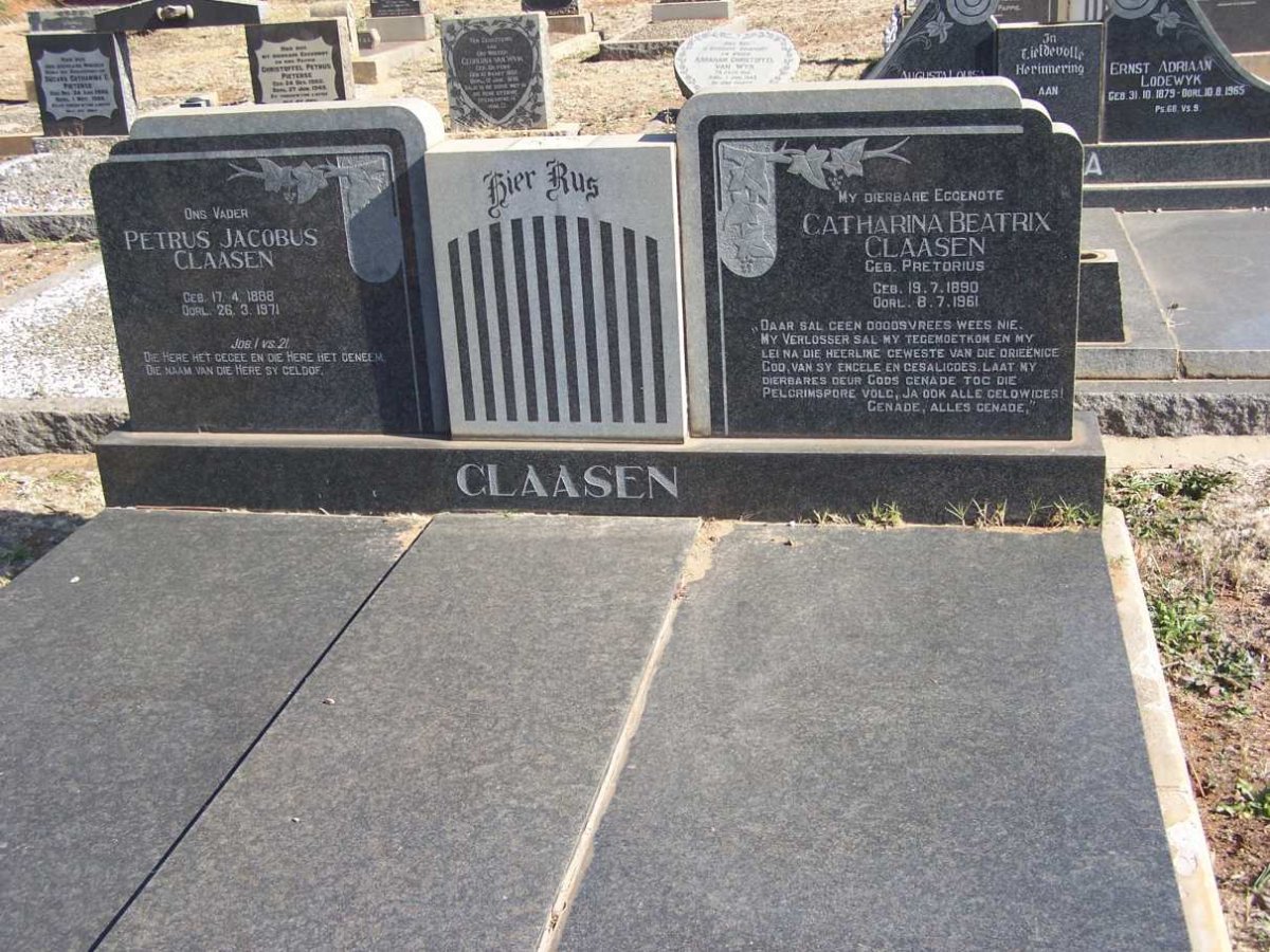 CLAASEN Petrus Jacobus 1888-1971 &amp; Catharina Beatrix PRETORIUS 1890-1961