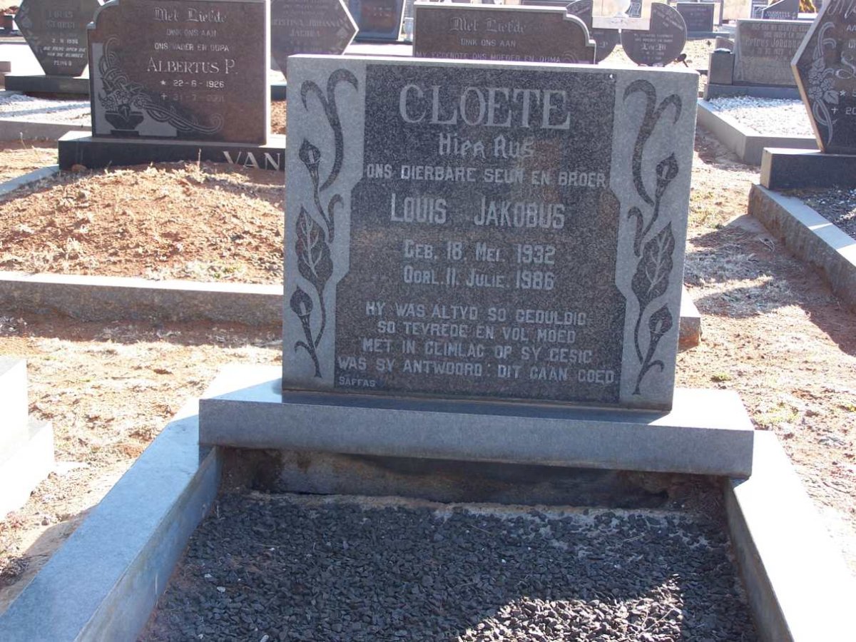 CLOETE Louis Jakobus 1932-1986