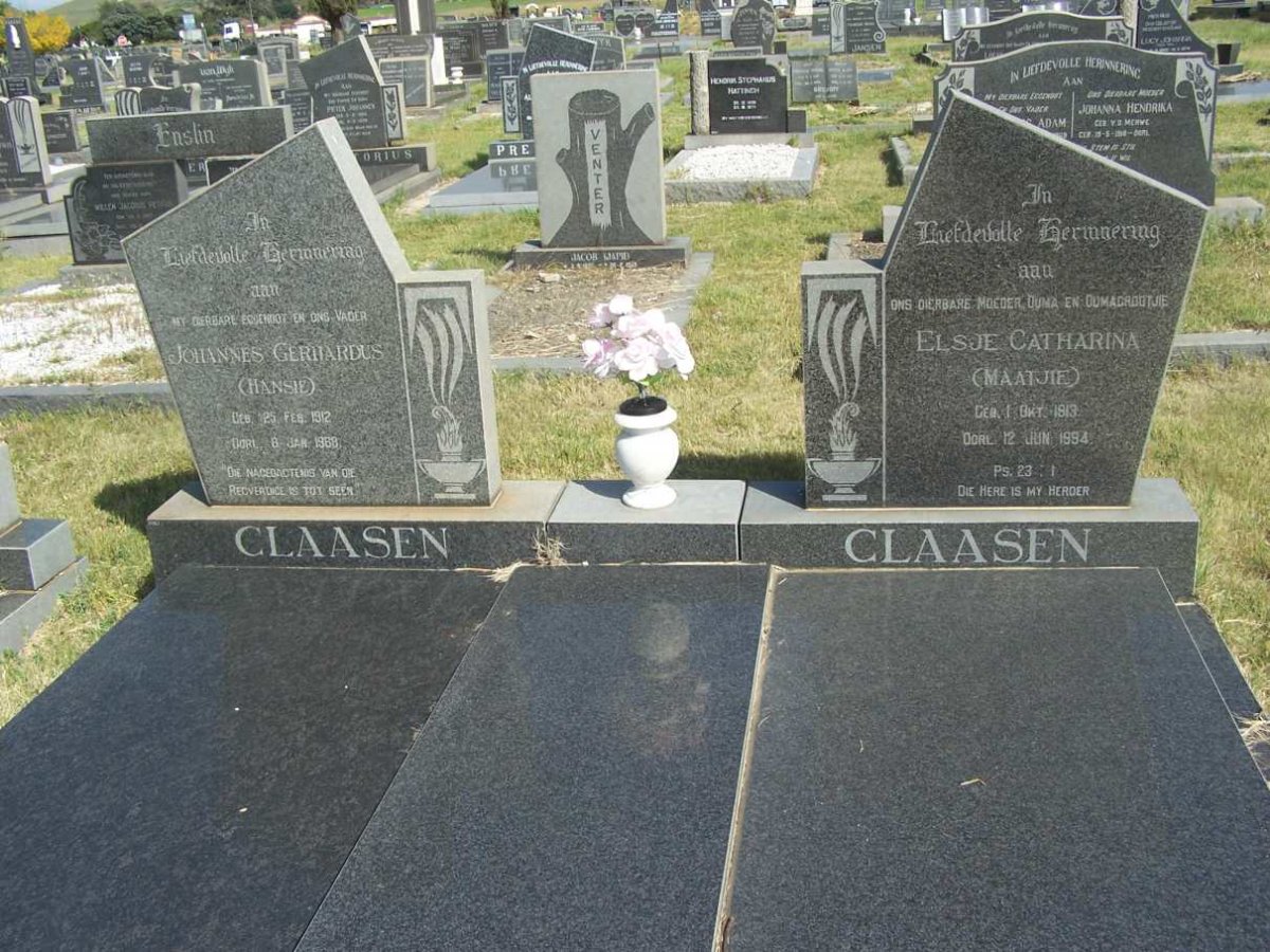 CLAASEN Johannes Gerhardus  1912-1968 Elsje Catharina 1913-1994