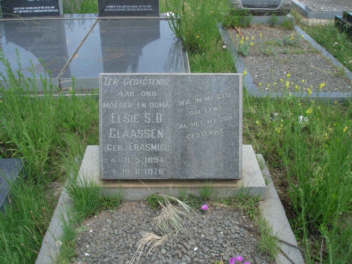 CLAASSEN Elsie S.D. nee ERASMUS 1894-1976