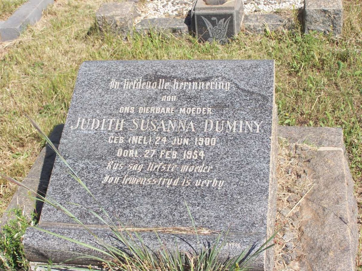 DUMINY Judith Susanna nee NEL  1900-1954