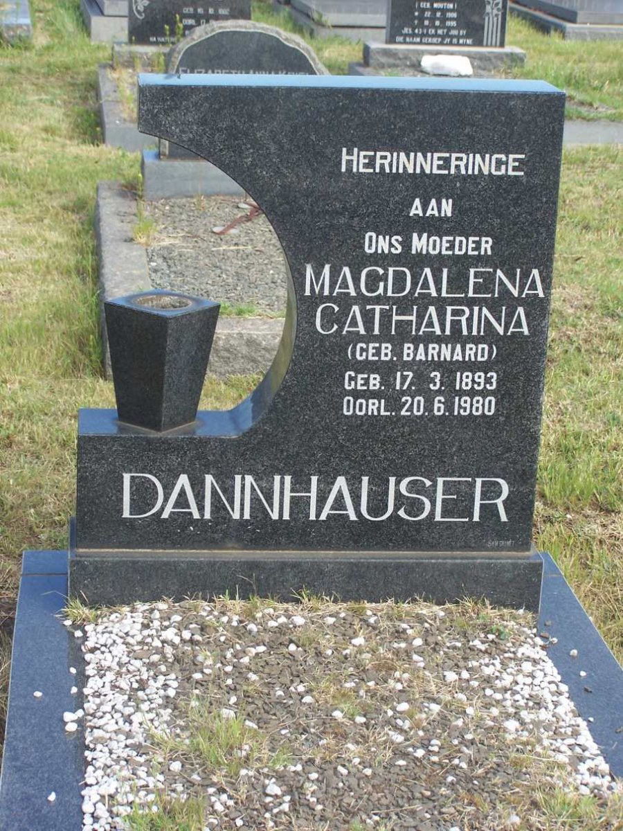 DANNHAUSER Magdalena Catharina nee BARNARD 1893-1980