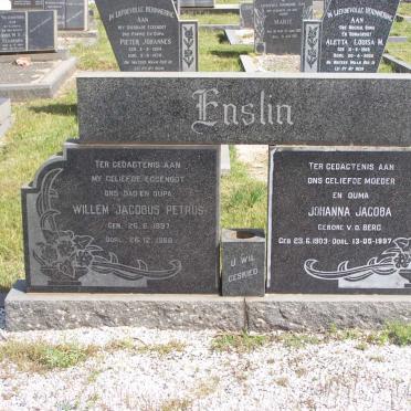 ENSLIN Willem Jacobus Petrus 1897-1968 &amp; Johanna Jacoba V.D. BERG 1903-1997