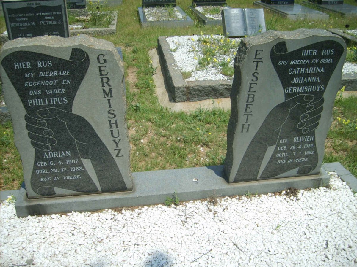GERMISHUYZ Phillipus Adrian 1907-1962 &amp; Catharina Johanna ETSEBETH formerly GERMISHUYS nee OLIVIER 1922-1982