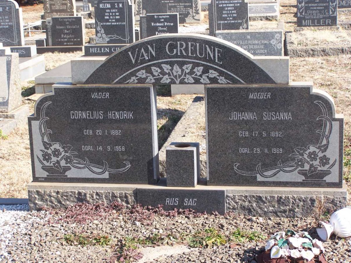 GREUNE Cornelius Hendrik, van 1882-1958 &amp; Johanna Susanna 1892-1969