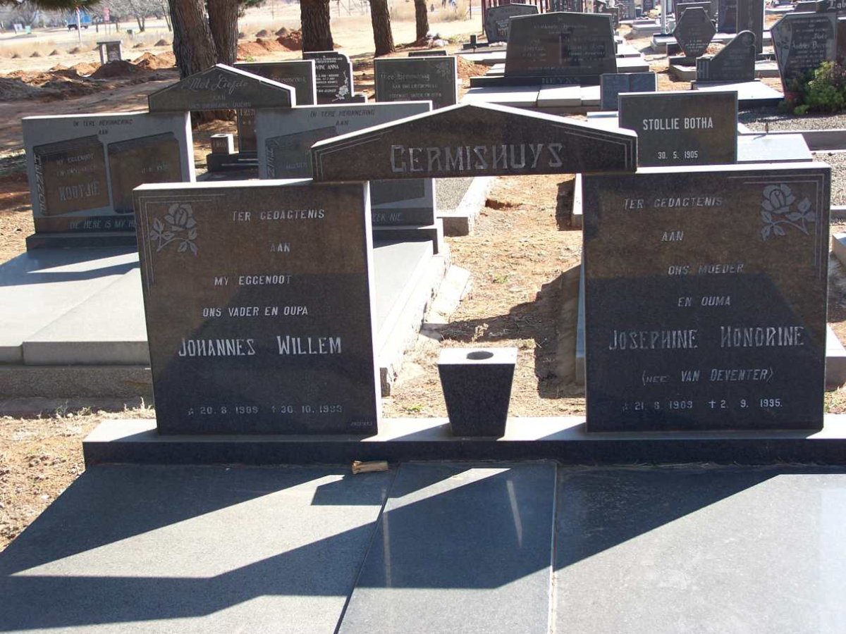 GERMISHUYS Johannes Willem 1909-1993 &amp; Josephine Honorine VAN DEVENTER 1909-1995