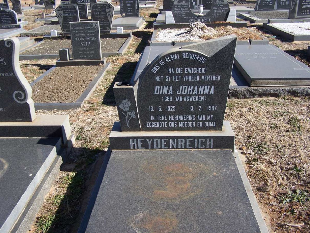HEYDENREICH Dina Johanna nee VAN ASWEGEN 1925-1987