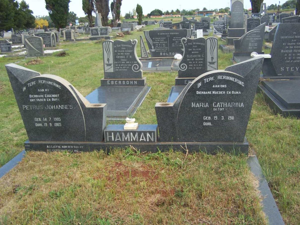 HAMMAN Petrus Johannes 1905-1965 &amp; Maria Catharina DU TOIT 1911-